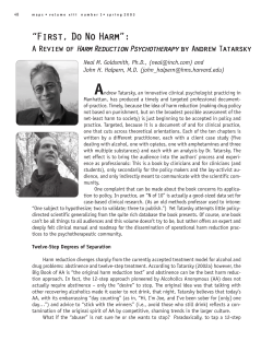 First, Do No Harm - Multidisciplinary Association for Psychedelic