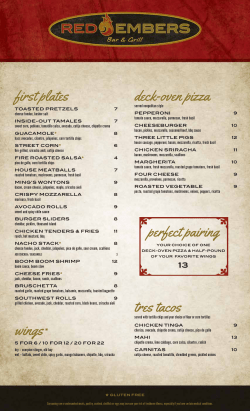 first plates deck-oven pizza wings* tres tacos perfect