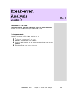 Chapter 14 Breakeven Analysis - The Appalachian Center for