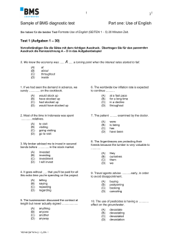Sample of BMS diagnostic test Part one: Use of English