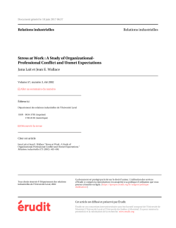 Stress at Work : A Study of Organizational- Professional