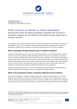 Public summary of opinion on orphan - EMA