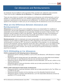 Car Allowances and Reimbursements