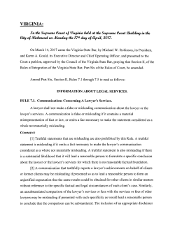 Amendment to Part Six, Section II, Rules 7.1 through 7.5. (Effective