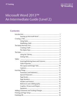 Microsoft Word 2013 An Intermediate Guide