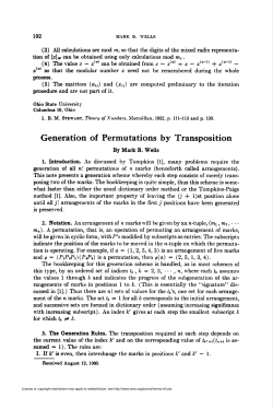 Generation of Permutations by Transposition