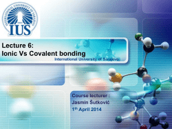 Ionic bonding - International University of Sarajevo