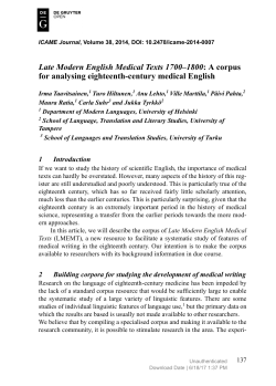 Late Modern English Medical Texts 1700&ndash;1800: A