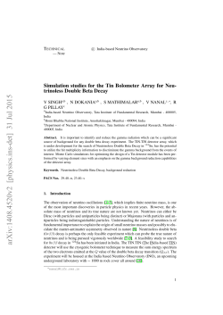 Simulation studies for Tin Bolometer Array for Neutrinoless Double