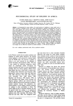 Pergamon PSYCHOSOCIAL STUDY OF EPILEPSY IN AFRICA