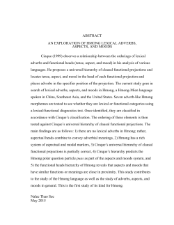 an exploration of hmong lexical adverbs, aspects, and moods
