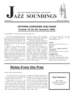 Notes From the Prez - Puget Sound Traditional Jazz Society