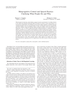 Metacognitive Control and Spaced Practice: Clarifying