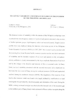 ABSTRACT SEA LEVEL VARIABILITY AND SURFACE DYNAMICS