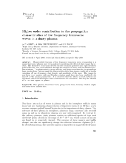 Higher order contribution to the propagation characteristics of low