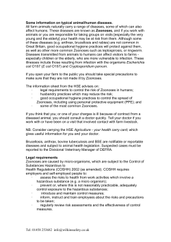 Some information on typical animal/human diseases