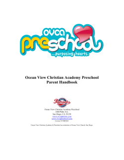 OVCA Preschool Handbook - Ocean View Christian Academy