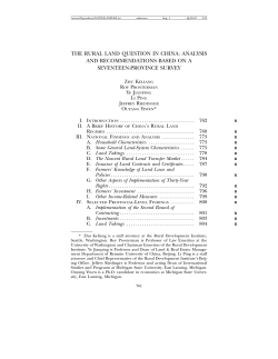 the rural land question in china: analysis and recommendations