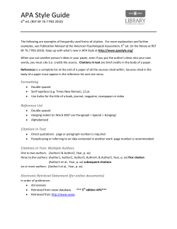 APA Style Guide - Selkirk Library