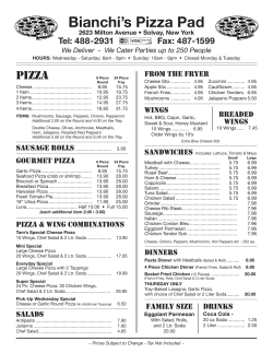 OUR NEW MENU - Bianchi`s Pizza Pad