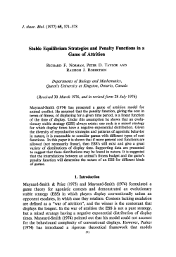 Stable Equilibrium Strategies and Penalty Functions in a Game of