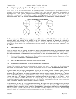 Chemistry 4000 Symmetry and the Crystalline Solid State Lecture 3