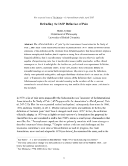 Defending the IASP Definition of Pain