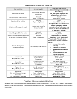 General Law City vs Home Rule Charter City *significant differences