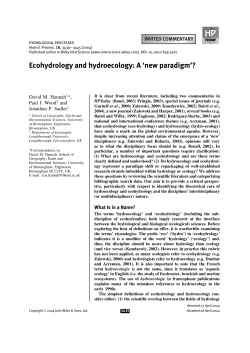 Ecohydrology and hydroecology: A `new paradigm`?