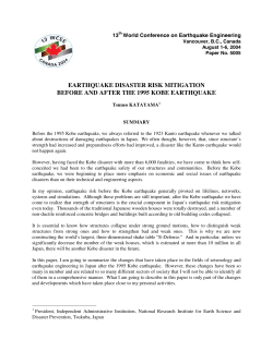 Earthquake Disaster Risk Mitigation Before and After the 1995 Kobe