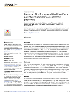 Presence of IL-17 in synovial fluid identifies a potential inflammatory