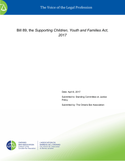 Bill 89, the Supporting Children, Youth and Families Act, 2017