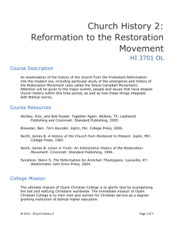 Church History 2: Reformation to the Restoration Movement