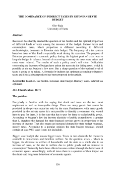 136 THE DOMINANCE OF INDIRECT TAXES IN ESTONIAN STATE