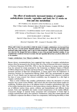 The effect of moderately increased intakes of complex carbohydrates