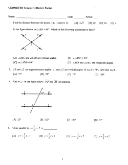 Geometry Semester 2 Final Review (Extra Practice)