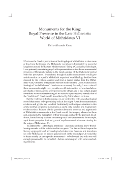 Monuments for the King: Royal Presence in the Late Hellenistic