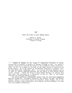 DEATH AND DYING IN EARLY MODERN RUSSIA