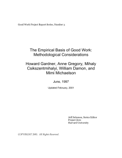 The Empirical Basis of GoodWork