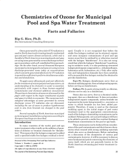 Chemistries of Ozone for Municipal Pool and Spa