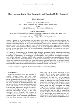 Overconsumption in Ethic Economics and Sustainable