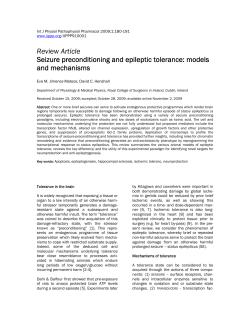 Review Article Seizure preconditioning and epileptic tolerance