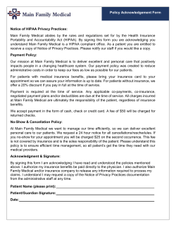 Notice of HIPAA Privacy Practices: Main Family Medical abides by