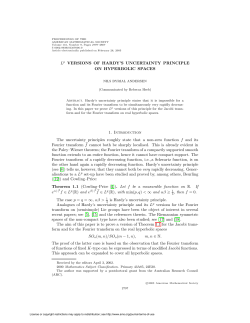 Lp VERSIONS OF HARDY`S UNCERTAINTY PRINCIPLE ON