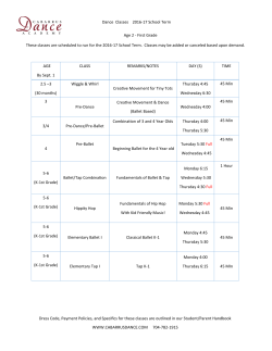 Dance Classes 2016-17 School Term AGE By Sept. 1 CLASS