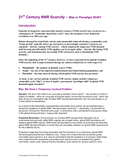 21st Century NNR Scarcity Blip or Paradigm Shift