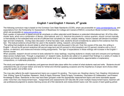 English 1 and English 1 Honors, 9 grade