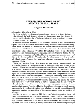 AFFIRMATIVE ACTION, MERIT AND THE LIBERAL STATE