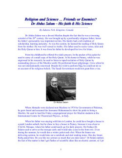 Dr Abdus Salam His faith and His science IV