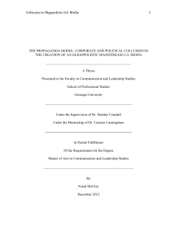 Collusion in Oligopolistic U.S. Media 1 THE PROPAGANDA MODEL